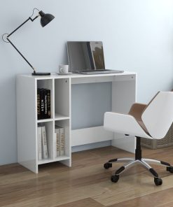 Scrivania Portatile Bianco Lucido 102,5x35x75 Cm Multistrato