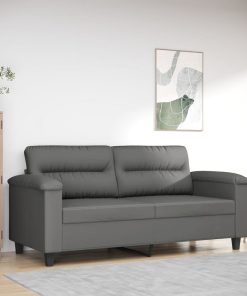 Divano A 2 Posti Grigio Scuro 140 Cm In Tessuto Microfibra