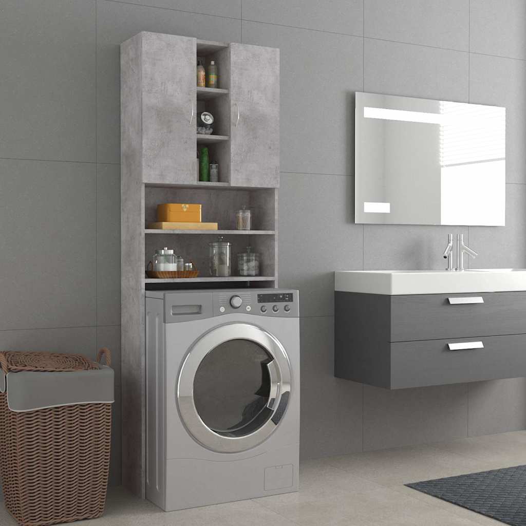 Mobile Per Lavatrice Grigio Cemento 64x25,5x190 cm