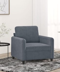 Poltrona Grigio Scuro 60 Cm Velluto