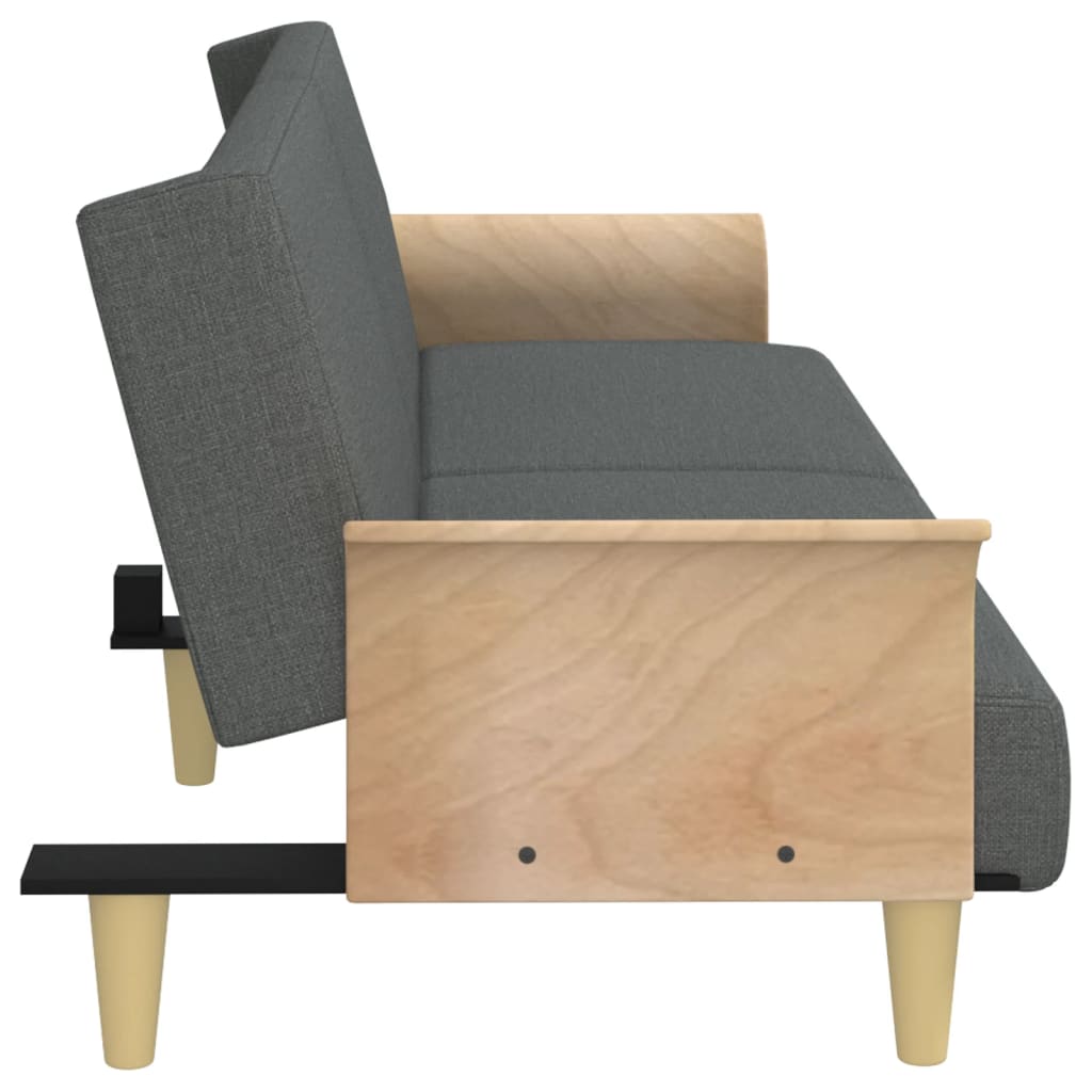 Divano Letto Con Braccioli Grigio Scuro In Tessuto - Image 3