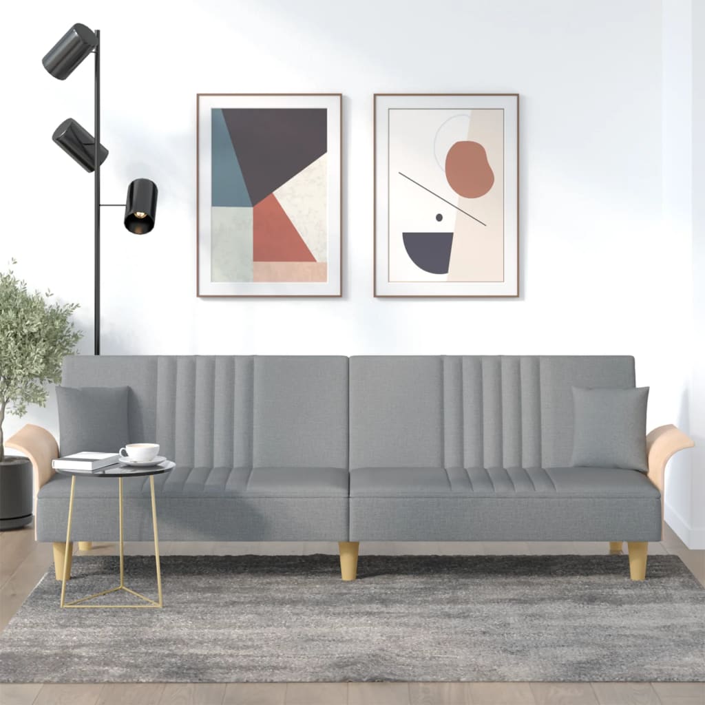 Divano Letto Con Braccioli Grigio Chiaro In Tessuto - Image 5