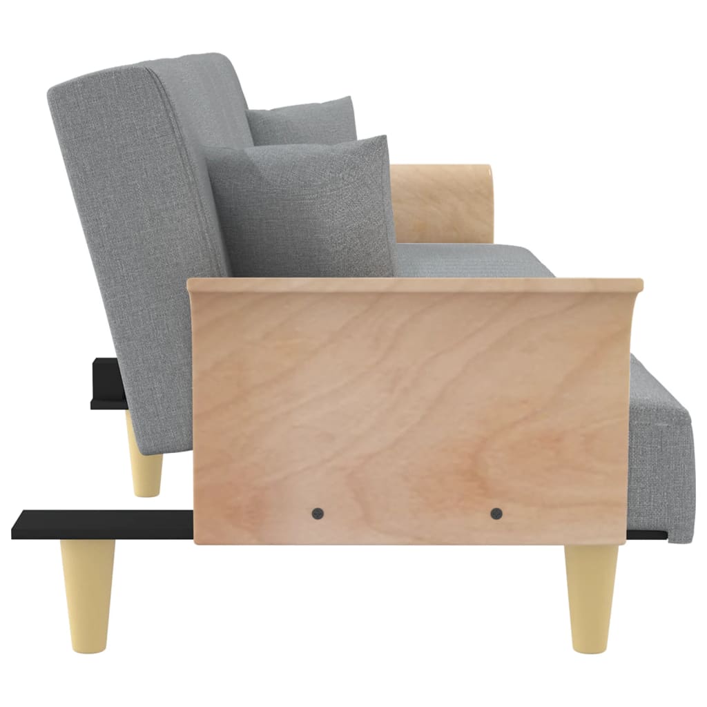 Divano Letto Con Braccioli Grigio Chiaro In Tessuto - Image 4