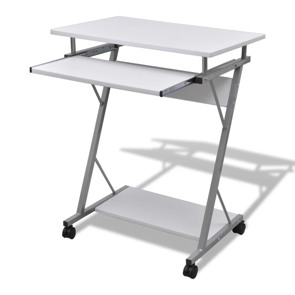 Tavolo Scrivania Per Computer Con Ripiano Estraibile Bianco