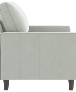 Divano A 2 Posti Grigio Chiaro 120 Cm In Velluto