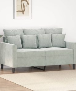 Divano A 2 Posti Grigio Chiaro 120 Cm In Velluto