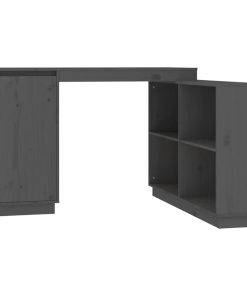 Scrivania Grigia 110x50x75 Cm In Legno Massello Di Pino