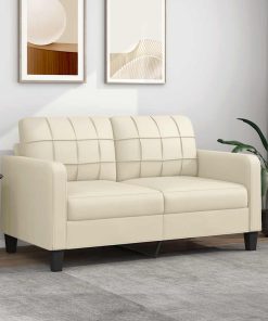 Divano A 2 Posti Crema 140 Cm In Similpelle