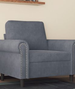 Poltrona Grigio Scuro 60 Cm Velluto