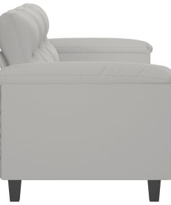 Divano A 3 Posti Grigio Chiaro 180 Cm In Tessuto Microfibra