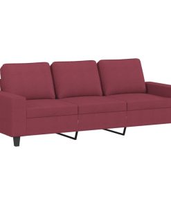 Divano A 3 Posti Rosso Vino 180 Cm In Tessuto