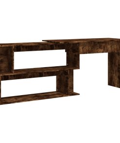 Scrivania Angolare Rovere Fumo 200x50x76cm In Legno Multistrato