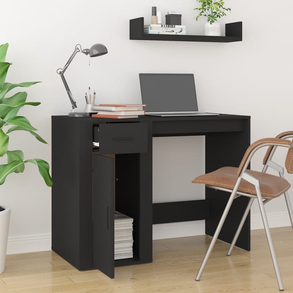 Scrivania Nero 100x49x75 Cm In Legno Multistrato