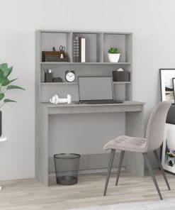 Scrivania Mensole Grigio Cemento 102x45x148cm Legno Multistrato