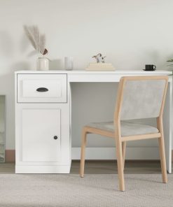 Scrivania Con Cassetto Bianca 115x50x75 Cm In Legno Multistrato