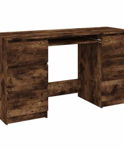 Scrivania Rovere Fumo 140x50x77 Cm In Legno Multistrato