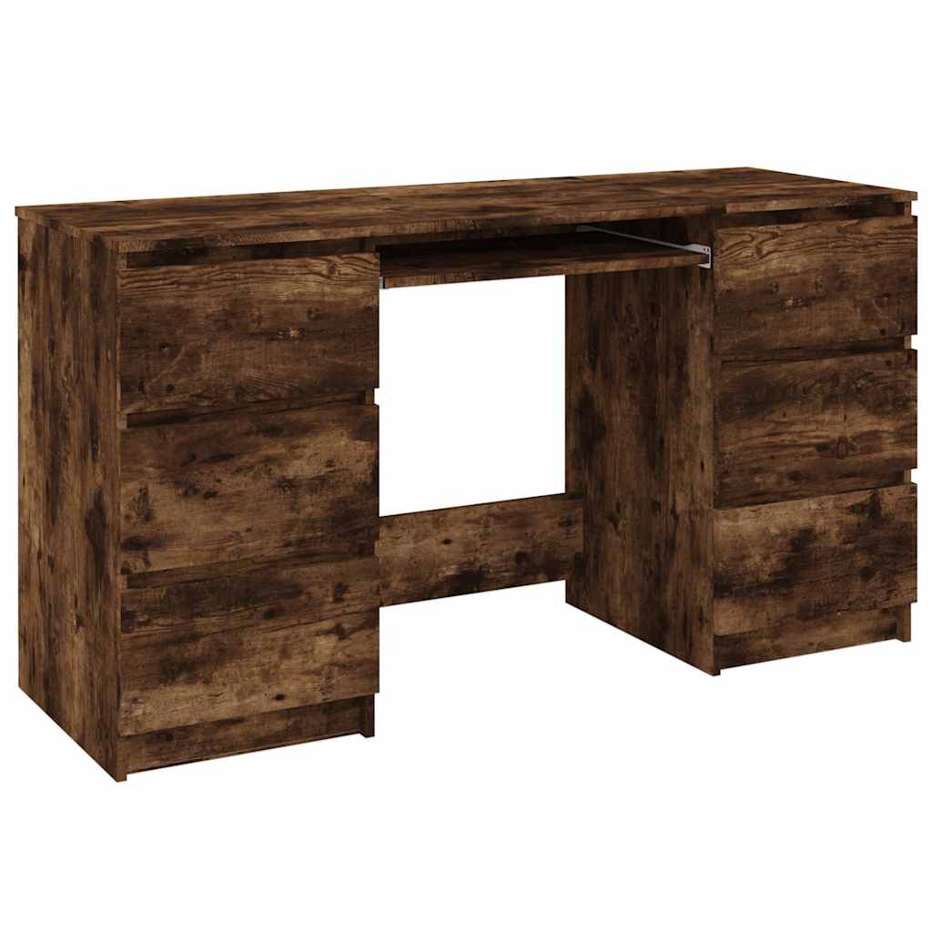 Scrivania Rovere Fumo 140x50x77 Cm In Legno Multistrato