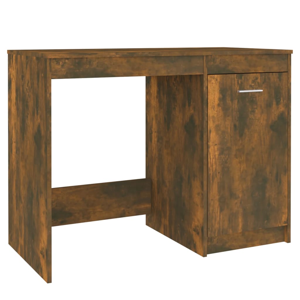 Scrivania Rovere Fumo 100x50x76 Cm In Legno Multistrato