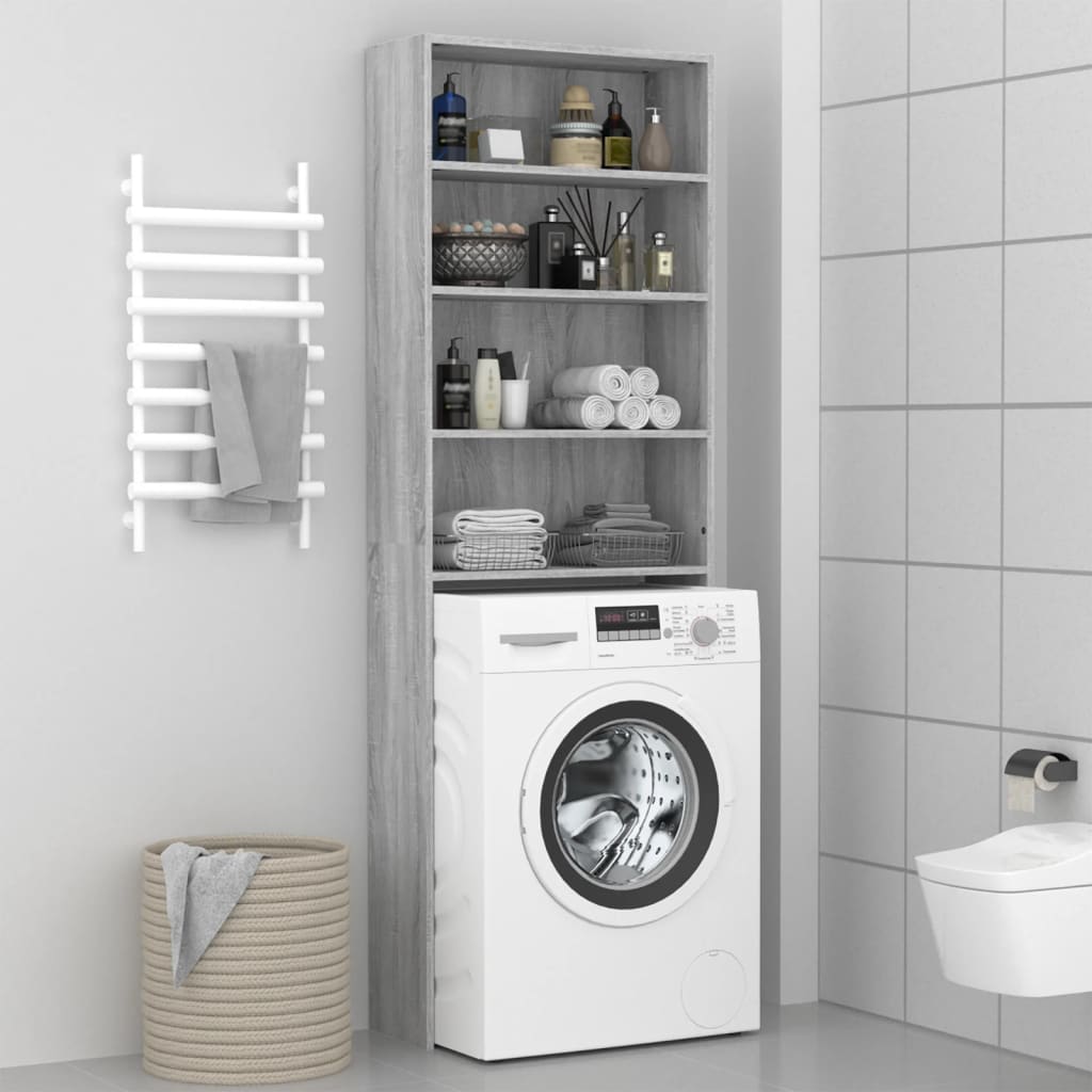 Mobile Per Lavatrice Grigio Sonoma 64x24x190 cm