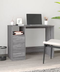 Scrivania Cassetti Grigio Sonoma 102x50x76 Cm Legno Multistrato