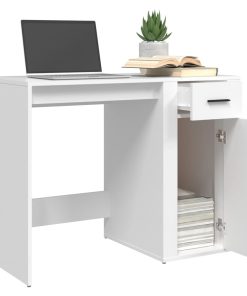 Scrivania Bianca 100x49x75 Cm In Legno Multistrato
