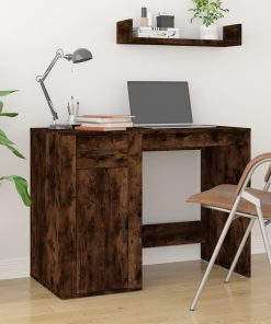 Scrivania Rovere Fumo 100x49x75 Cm In Legno Multistrato