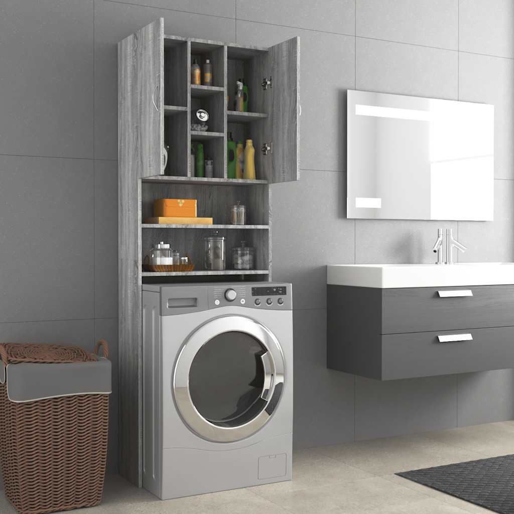 Mobile Per Lavatrice Grigio Sonoma 64x25,5x190 cm