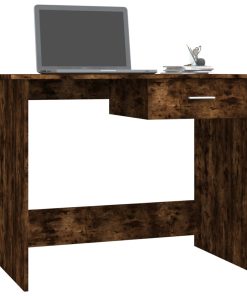 Scrivania Rovere Fumo 100x50x76 Cm In Legno Multistrato