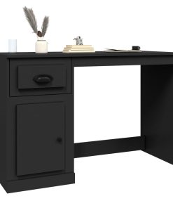 Scrivania Con Cassetto Nera 115x50x75 Cm In Legno Multistrato