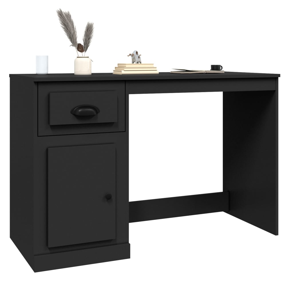 Scrivania Con Cassetto Nera 115x50x75 Cm In Legno Multistrato