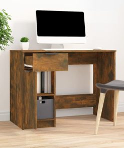 Scrivania Rovere Fumo 100x50x75 Cm In Legno Multistrato