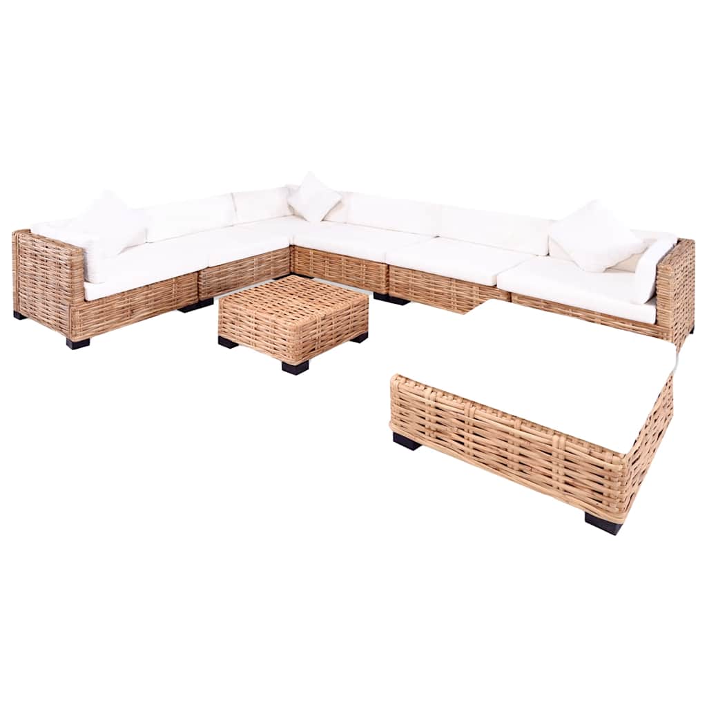 Set Divano 27 Pz In Rattan Naturale