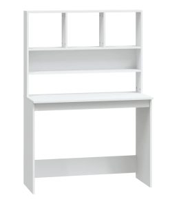 Scrivania Con Mensole Bianca 102x45x148 Cm In Legno Multistrato