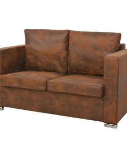 Divano A 2 Posti 137x73x82 Cm In Pelle Scamosciata Artificiale