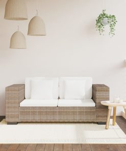 Divano A 2 Posti 7 Pz In Rattan Naturale