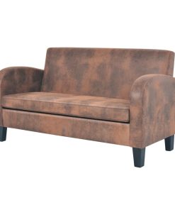 Divano A 2 Posti In Camoscio Artificiale Marrone