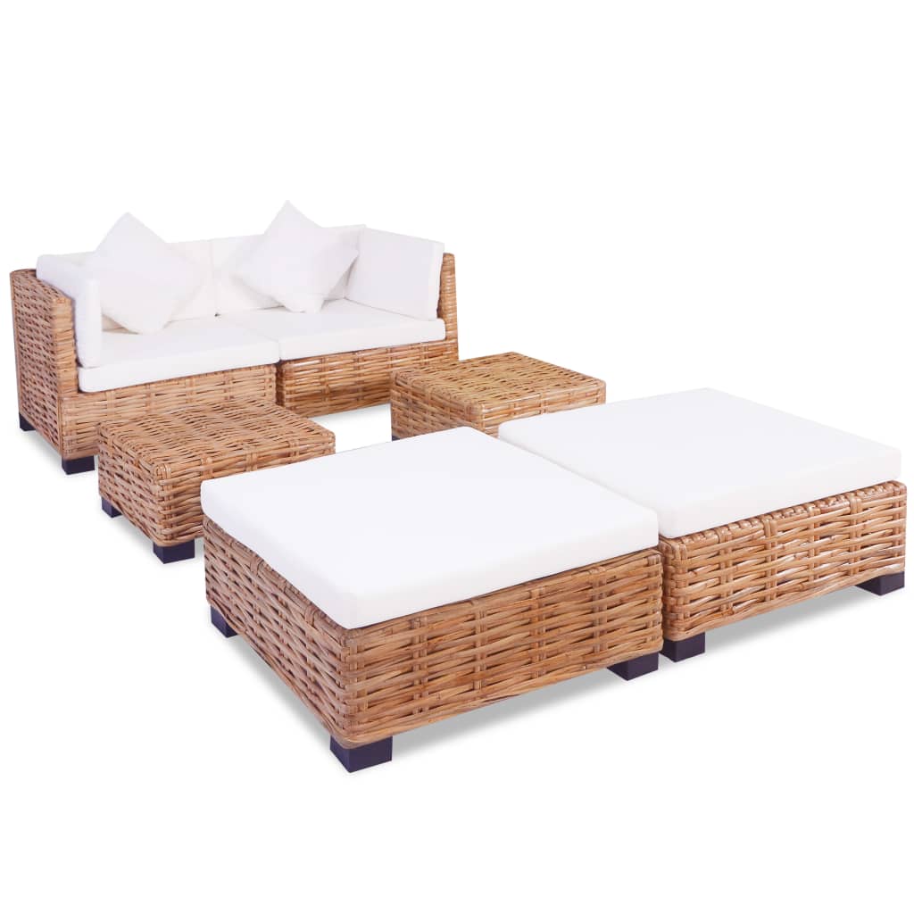 Set Divano 16 Pz In Rattan Naturale