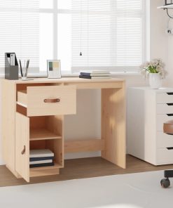 Scrivania 95x50x75 Cm In Legno Massello Di Pino