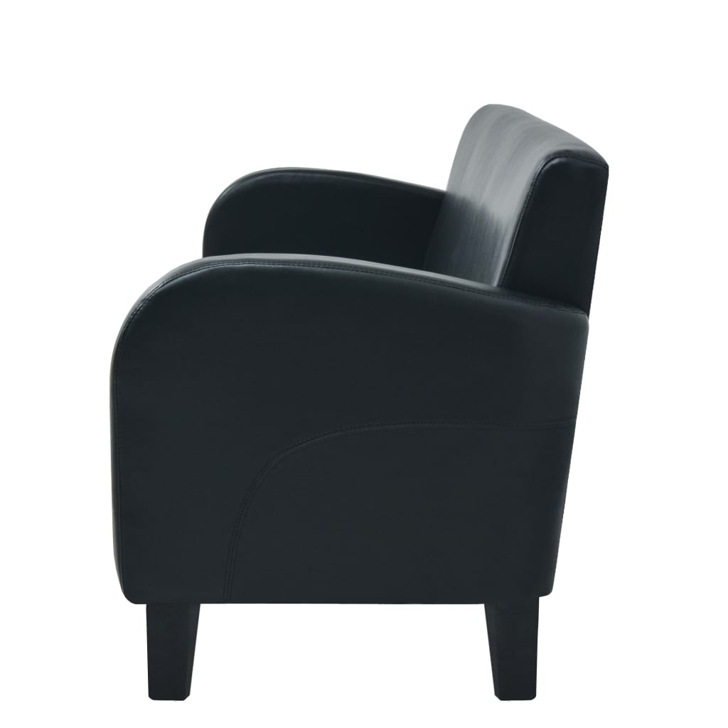 Divano A 3 Posti In Pelle Sintetica Nero