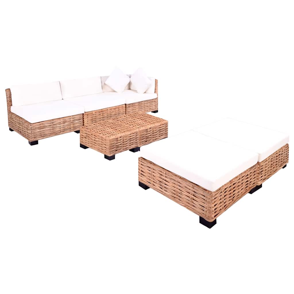 Set Divano 18 Pz In Rattan Naturale
