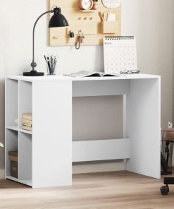 Scrivania Bianca 102x50x75 Cm In Legno Multistrato