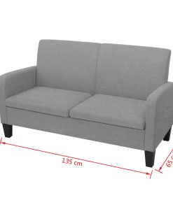 Divano A 2 Posti 135x65x76 Cm Grigio Chiaro