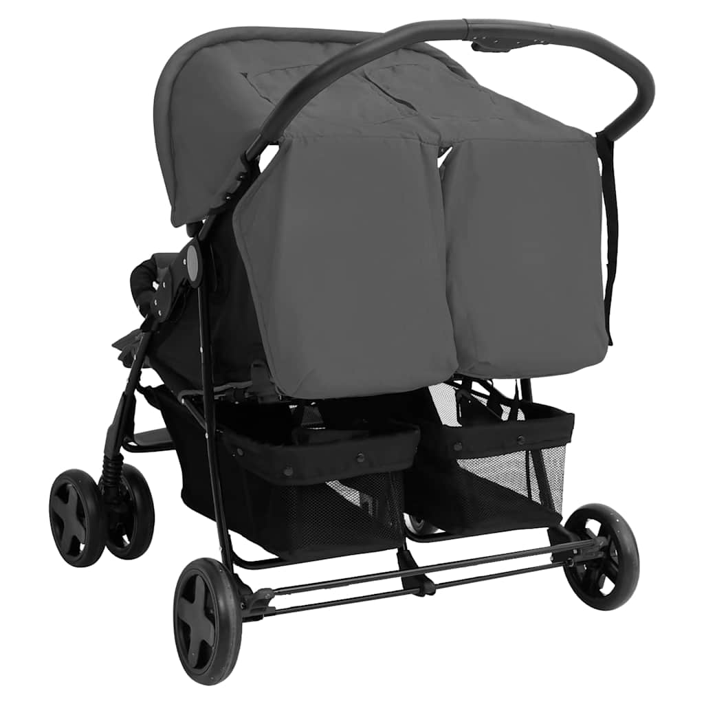 Passeggino Gemellare Grigio Scuro In Acciaio
