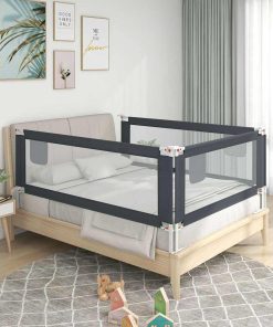 Sponda Letto Sicurezza Bambini Grigio Scuro 180x25 Cm Tessuto