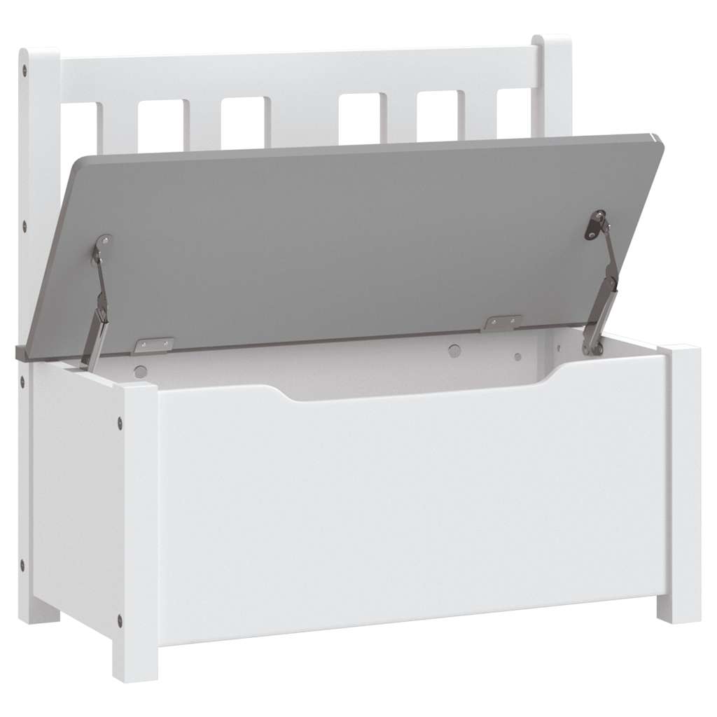 Cassapanca Per Bambini Bianca E Grigia 60x30x55 Cm In Mdf