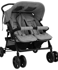 Passeggino Gemellare Grigio Chiaro In Acciaio