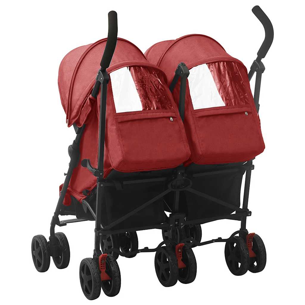 Passeggino Gemellare In Acciaio Rosso