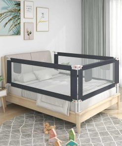 Sponda Letto Sicurezza Bambini Grigio Scuro 190x25 Cm Tessuto
