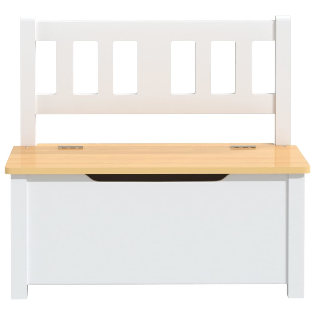 Cassapanca Per Bambini Bianca E Beige 60x30x55 Cm In Mdf