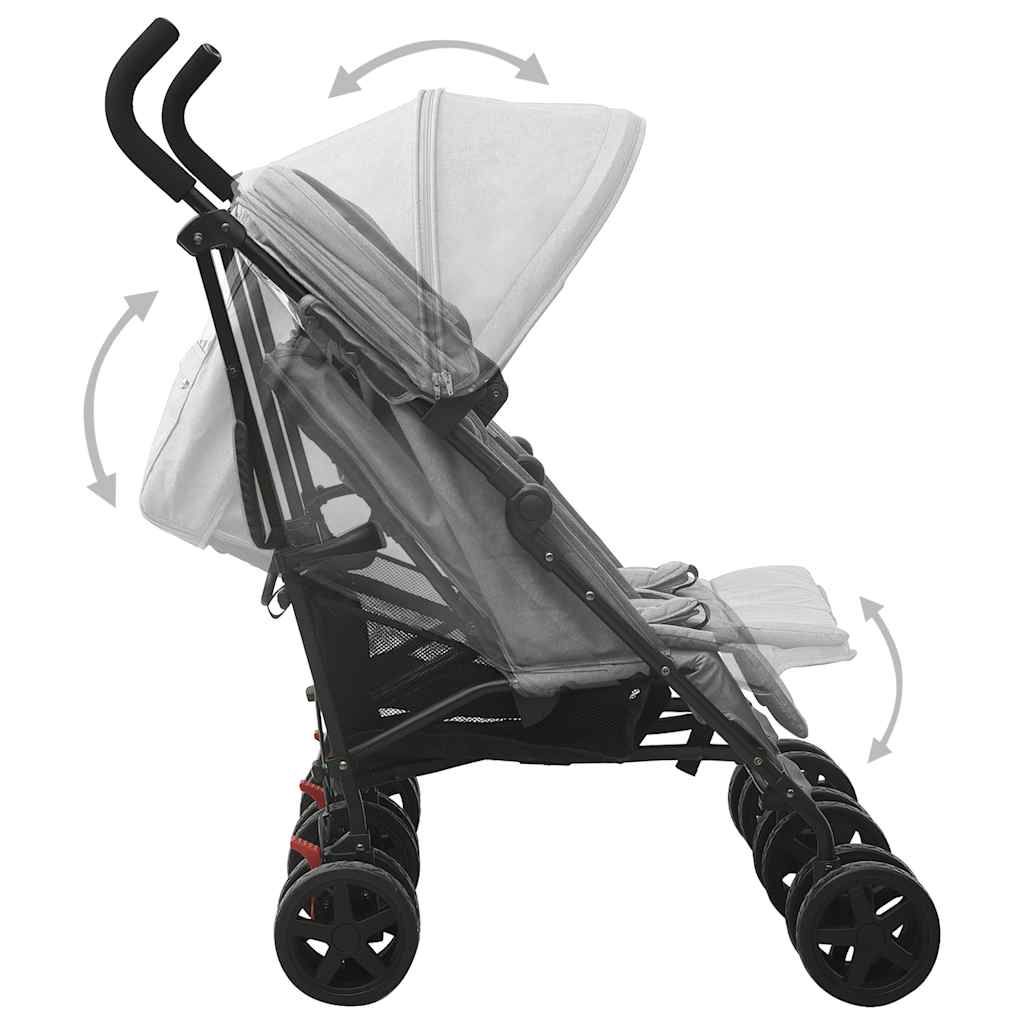 Passeggino Gemellare Grigio Chiaro In Acciaio